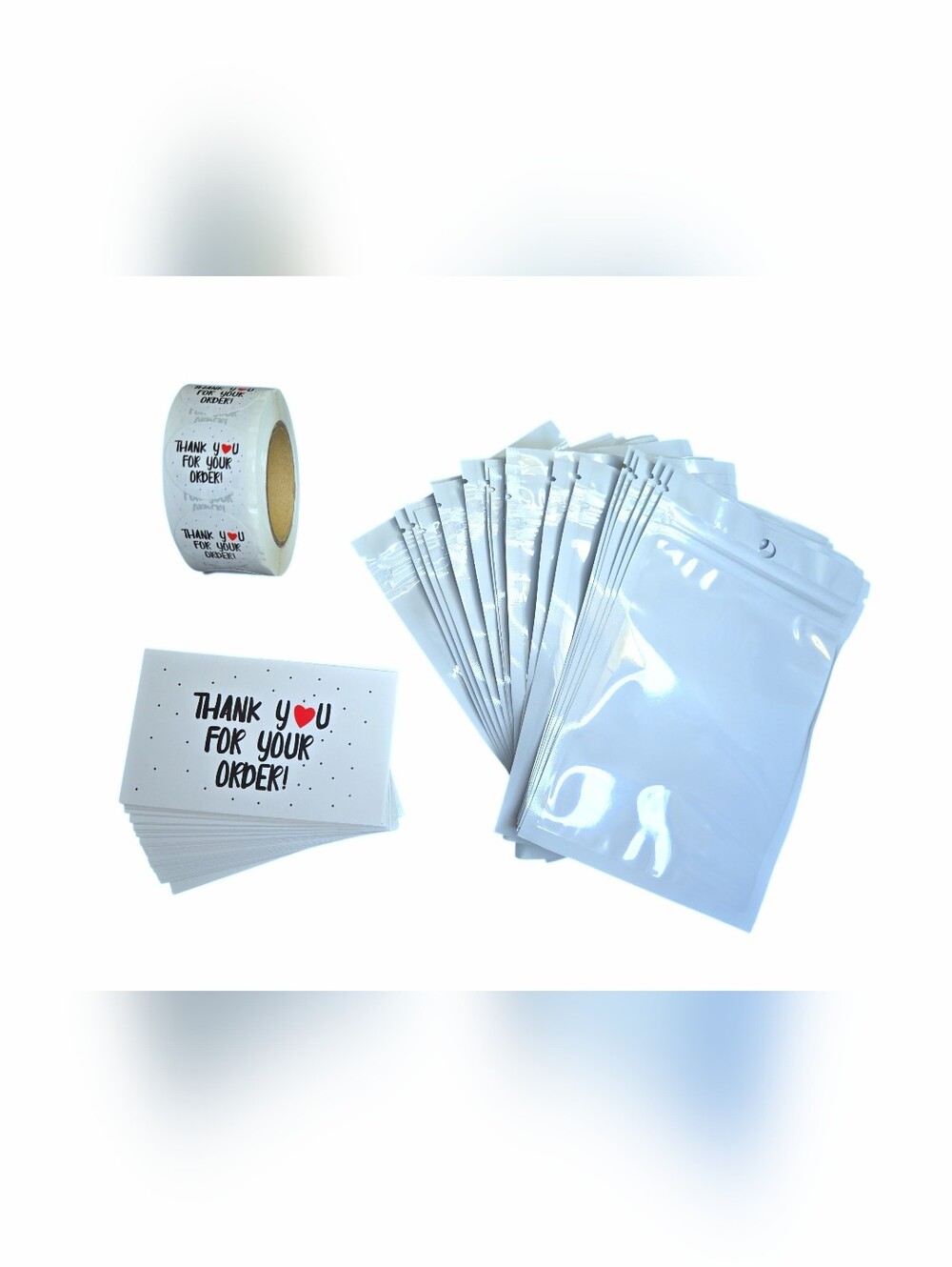 300 Stickers, 50 Cards, 20 Bags Thank You Set - Polka Dots